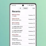 Android smartphone displaying the call history screen with the delete call log option highlighted, showing how to remove recent calls safely.