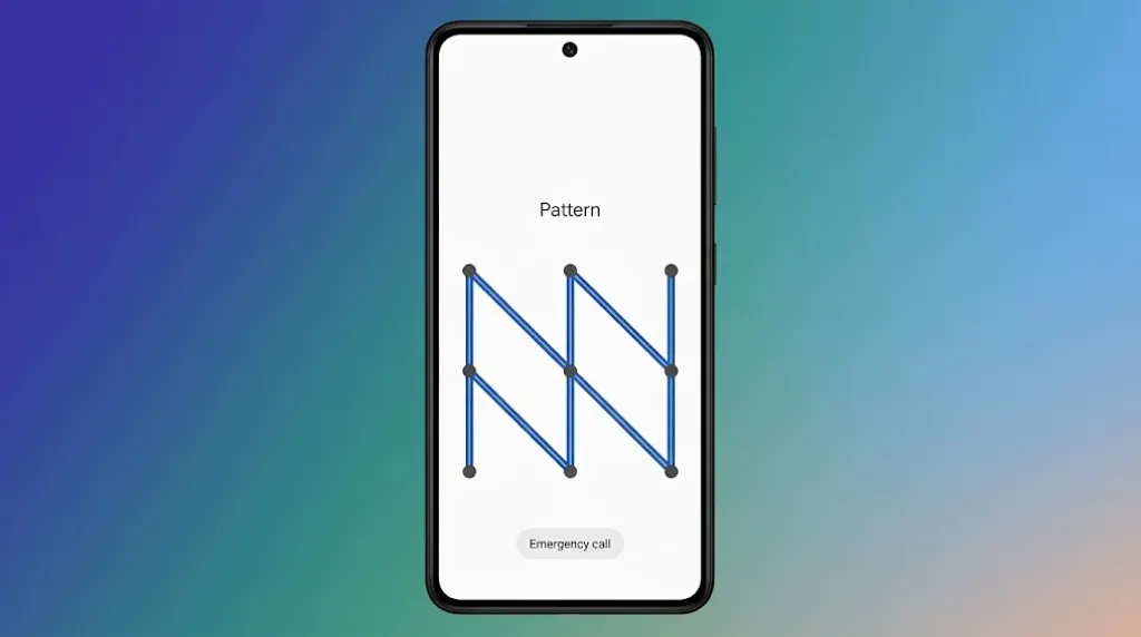 Android smartphone showing a secure pattern lock screen with a complex unlock pattern to improve device security and protect personal data.