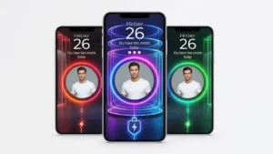 Batix Charging Photo app showing a customized Android charging screen with photo and animation effects